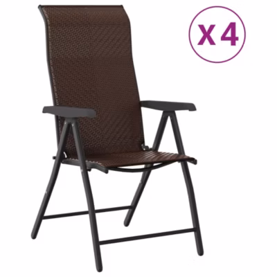 Chaises pliables de jardin lot de 4 marron résine tressée vidaXL