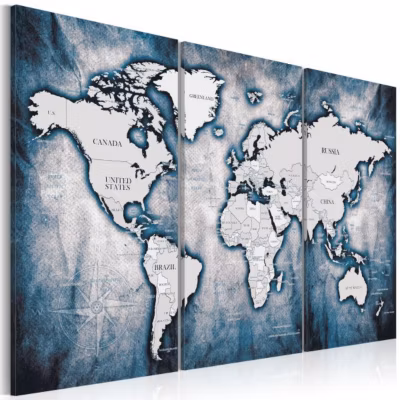 Tableau Cartes du monde World Map: Ink Triptych 90×60 cm