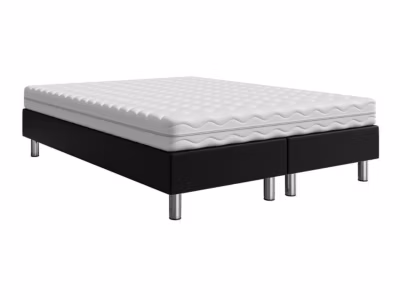 Lit continental Logan 101, Double, Noir, Faux cuir, Disponible