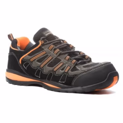 Baskets de sécurité basse HELVITE S1P SRA HRO en cuir velours noir/orange P40 – COVERGUARD – 9HEVL.40