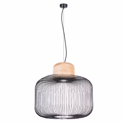 Lampe suspendue en acier/bois 1 lampes 55x55x201cm Sollux