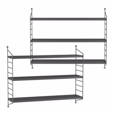 Lot de 2 étagères murales Strängnäs acier 50 x 60 x 15 cm gris foncé en.casa