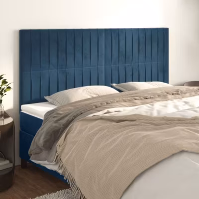 3116628 vidaXL Têtes de lit 4 pcs Bleu foncé 80x5x78-88 cm Velours