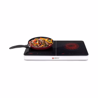 Plaque de cuisson Induction 3500W 2 feux Réchaud double Thermostat réglable 60 à 240-C ALPINA