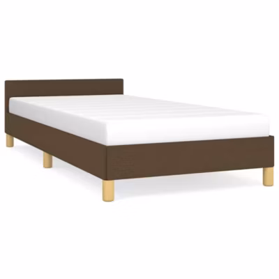 Lit simple, Lit adulte, Cadre de lit sans matelas marron foncé 90×200 cm tissu