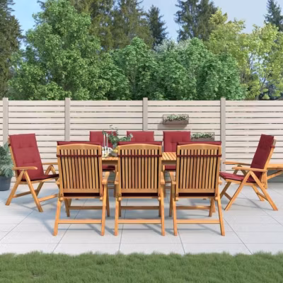 vidaXL Chaises de jardin inclinables et coussins lot de 8 teck solide 3196532