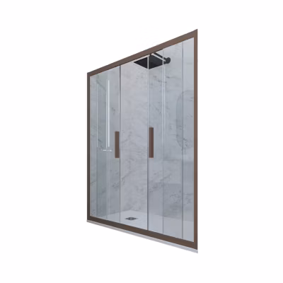 Porte parois de douche coulissante 170 cm H 200 en PVC Chocolat Verre Transparent mod. Glam
