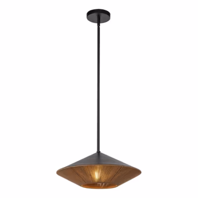 Elstead Alora Mood Daphne Plafonnier suspendu dôme contemporain noir mat, naturel, 1 ampoule E27