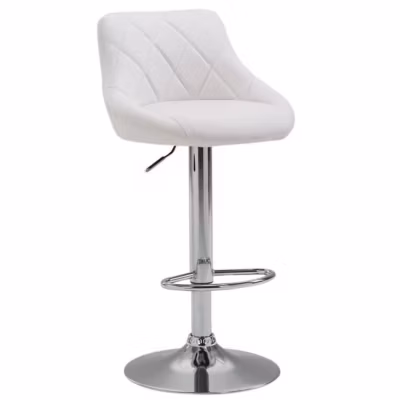 Tabouret de bar Lazio OVEGNA similicuir blanc métal chromé réglable