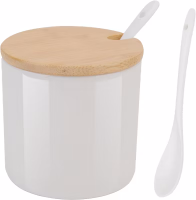 Pot à Épices Céramique Blanc 230 ml avec Cuillère