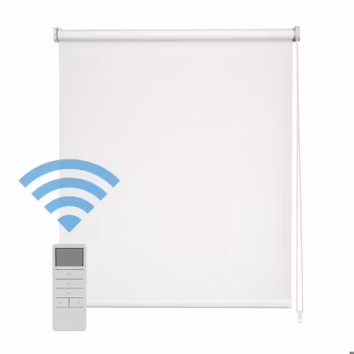Easydeco – Store Enrouleur motorisé à batterie Translucide (Blanc, 120 x 250 cm)