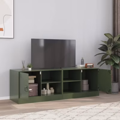 Meubles TV 2 pcs vert olive 67x39x44 cm acier – Prolenta Premium