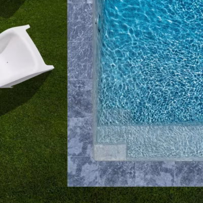 KIT COMPLET – Margelles pour piscine 6x3m en Pierre Adana Gris Bleu (avec colle, joint, hydrofuge …)  – RO&rsquo;MA NATURE