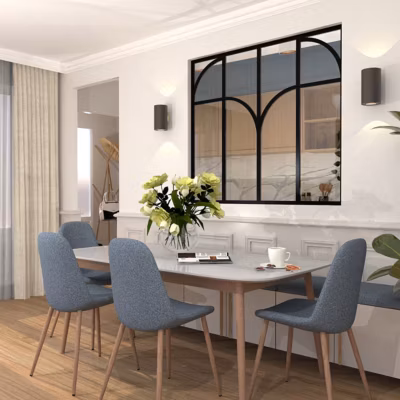 Verrière aluminium 4 vitrages clair, 4 arches et 2 traverses horizontales décorative – Noir