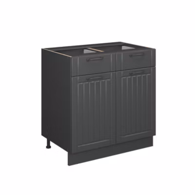 Vicco Meuble cuisine Gris foncé 80cm , PT Chêne