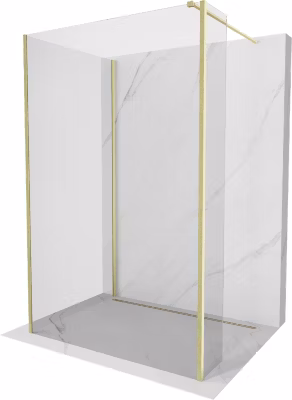 Mexen Kioto paroi de douche Walk-in 130 x 120 x 30 cm, transparent, or brossé – 800-130-120-221-55-00-030