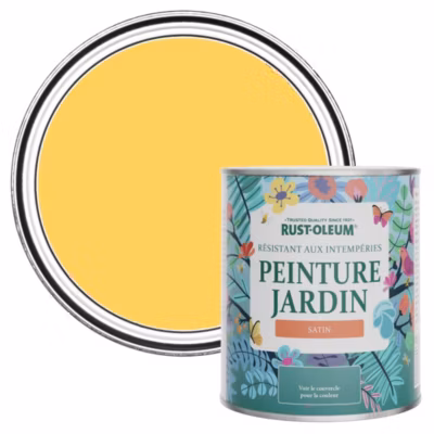 Peinture Jaune pour Jardin et terrasse, Finition Satinée – RUST-OLEUM – Gelée de citron 750ml