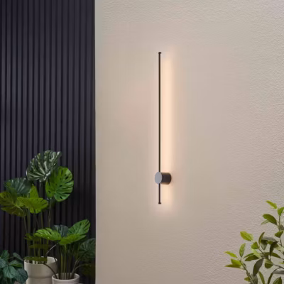 Applique LED noire minimaliste 97 cm design fin IP54 – Nikolai