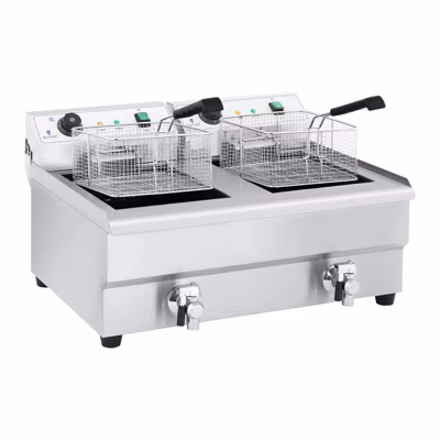 Friteuse electrique de restaurant double professionnelle argente Helloshop26