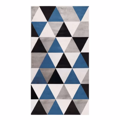 Tapis toucher laineux motif triangles bleu 80×150