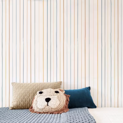 Papier peint vinyle adhésif rayures colorées multicolore 50×300 cm
