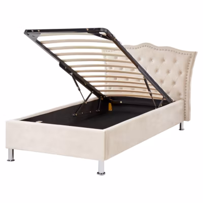 Lit ottoman Velours METZ 90 x 200 cm Beige