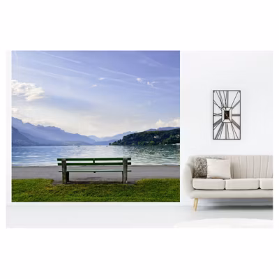 Papier peint intissé AU BORD DU LAC 300 x 270 cm (LxH) – Tapisserie murale panoramique XXL, Made in France par Scenolia