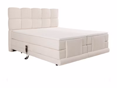 Ensemble complet boxspring tête de lit + sommiers relaxation électrique + matelas + surmatelas – 2 x 90 x 200 cm – Tissu bouclette