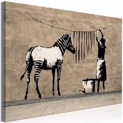 Tableau Banksy Washing Zebra on Concrete 1 Pièce Wide 90×60 cm