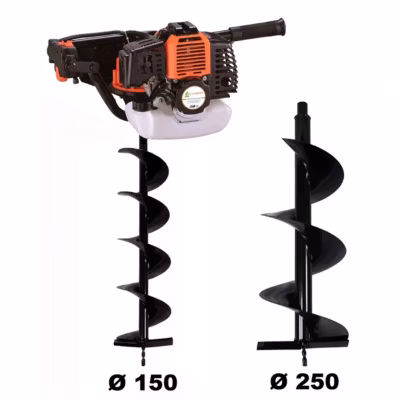 Tarière thermique 52 cm3 + mèches 150 et 250 mm – GT GARDEN