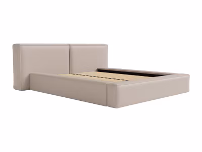 Lit coffre 140 x 190 cm – Tissu – Beige – TIMANO