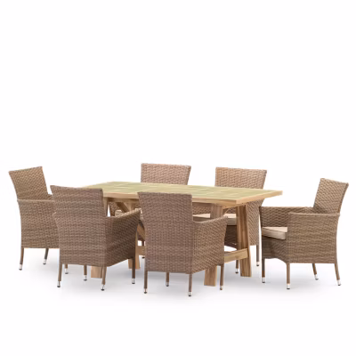 Set de repas jardin 6 pl table céramique vert clair 168×87 – Bisbal & Bolonia