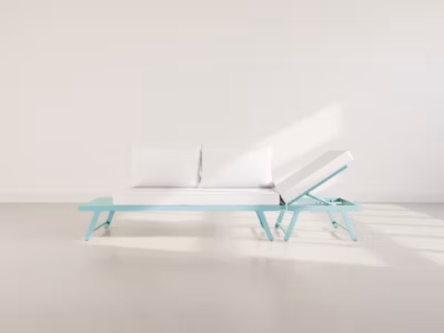 Isadora – salon de jardin 3 places – modulable – vert avec coussins beiges – Best Mobilier
