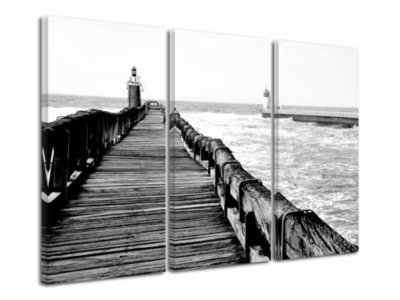 DECLINA, Tableau toile imprimée Paysage, Tableau triptyque l&rsquo;Estacade de Capbreton , 120×80 cm