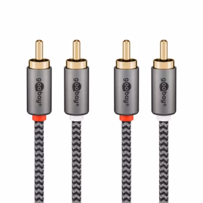 Câble audio 2 RCA mâles gold noir 5 m GOOBAY