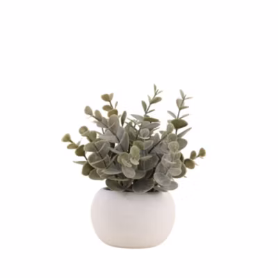 Plante artificielle pot ciment blanc 18cm