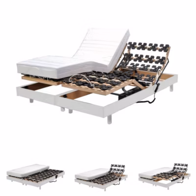 Ensemble 2 sommiers relaxation électrique FLEXPALACE 80×200 / Blanc
