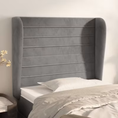 vidaXL Tête de lit avec oreilles Gris clair 83x23x118-128 cm Velours3118126