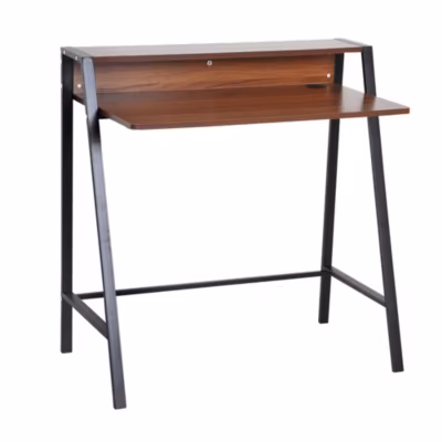 Bureau secrétaire bureau informatique dim. 84L x 45l x 85H cm style néo-rétro étagère coloris noyer noir