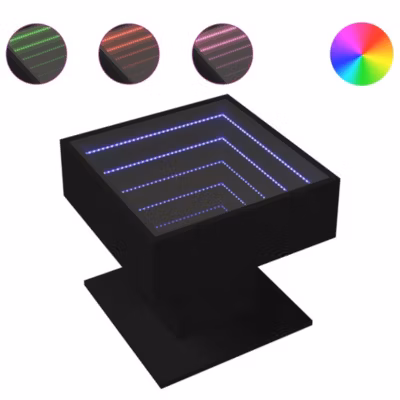 Table basse avec LED noir 50x50x45 cm bois d&rsquo;ingénierie vidaXL