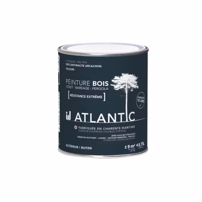 Peinture bois extérieurs – RAL 7016 Gris anthracite Arcachon – 750ML – ATLANTIC