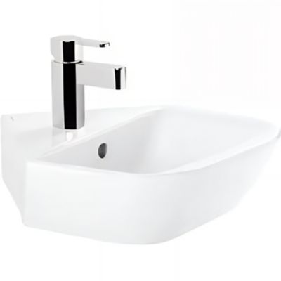 Lave mains d&rsquo;angle mural céramique traditionnelle SANINDUSA Look 45×45 blanc (robinet et vidage non inclus)