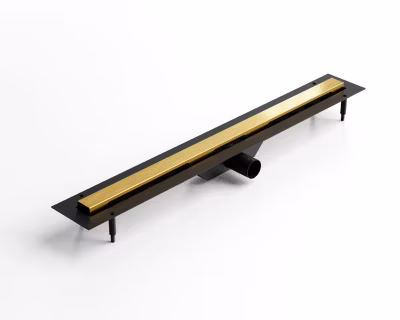 Caniveau Ilcom LIN  pour drain de douche en acier inoxydable Or satiné – 70cm x13cmx5cm