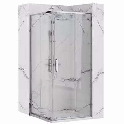 Cabine de douche REA Punto Chrome 80×80 + receveur White