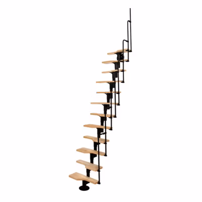 Escalier droit 9 marches – Hauteur à franchir 1.72 à 2,26m – Noir et Hêtre – TWISTER60-I-NH-9