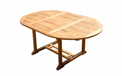 Table ronde / ovale en teck aspect huilé SENTAK L.120-180 P.120 cm