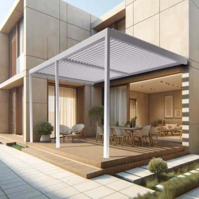 Pergola bioclimatique TRESNA 8,00 x 3,062m Vérin à Télécommande (Blanc)