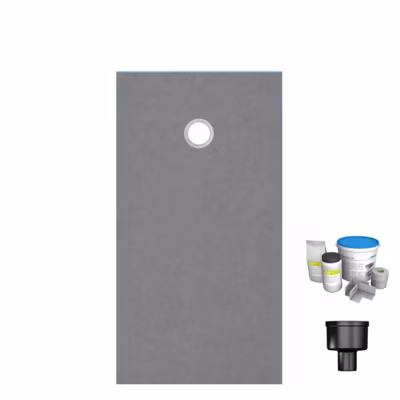 Receveur de douche à carreler 120 x 90 WEDI Fundo Primo rectangle écoulement excentré + bonde verticale + kit d&rsquo;étanchéité