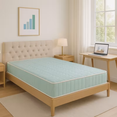 luxe 90×190 Matelas Mousse rembourrage 100 % polesther – face : 32% laine, 58% polyester, 5% nylon, 5% fibre scriliche 350 gr/m2 –
