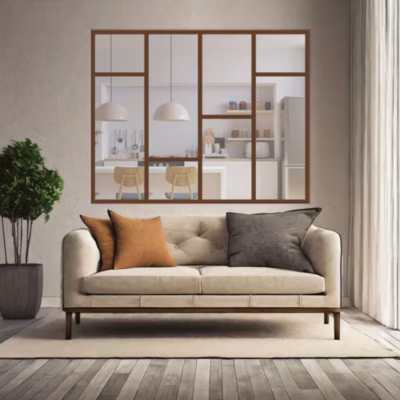 Verrière Loft 4 sections – L x H : 180 x 125 cm – Laqué brun 2650 granité – vitrages inclus
